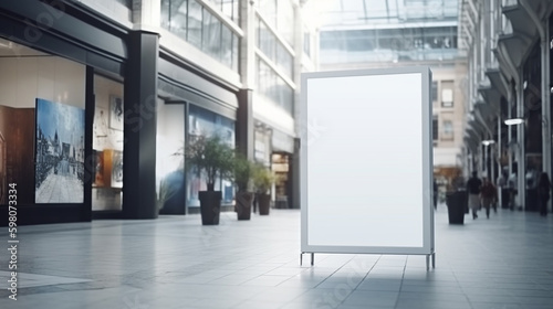 public advertisement billboard Mockup at bus station background, Generative AI