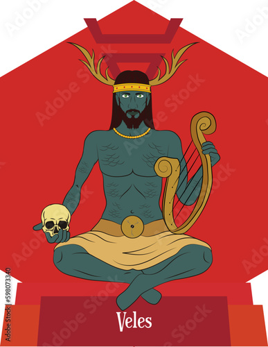 Illustration vector isolated of Slavic Mythical god, Veles, Forest god, Underworld god, Music god