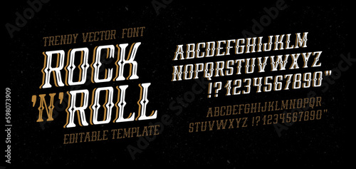 Trendy Old School tattoo vintage type font vector template. Traditional tattoo and rock style font. Tattoo Alphabet. Hipster style type font for tattoo studio and barbershop or pub design
