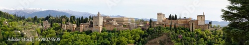 Panoramic view of Alhambra fortress in Granada, Andalusia, Spain