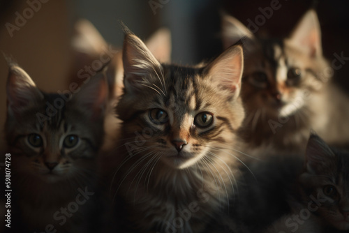 Group of cute kittens. ai generated