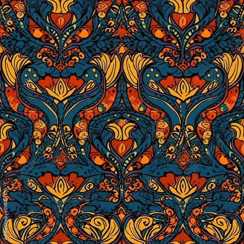 Damask pattern design  generative ai