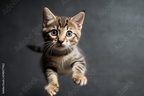 Kitten jumping over floating in the air (Ai generated) © thesweetsheep