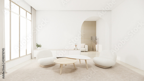 Muji minimalist  Sofa furniture and modern room design minimal.3D rendering