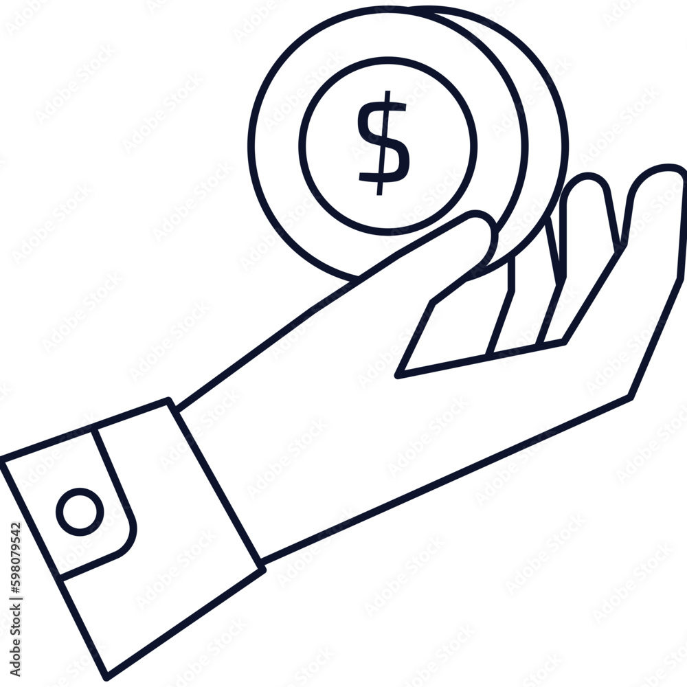 Holding Coins Marketing Sales Outline 2D Illustrations Holding Coins Marketing Sales Outline 2D Illustrations