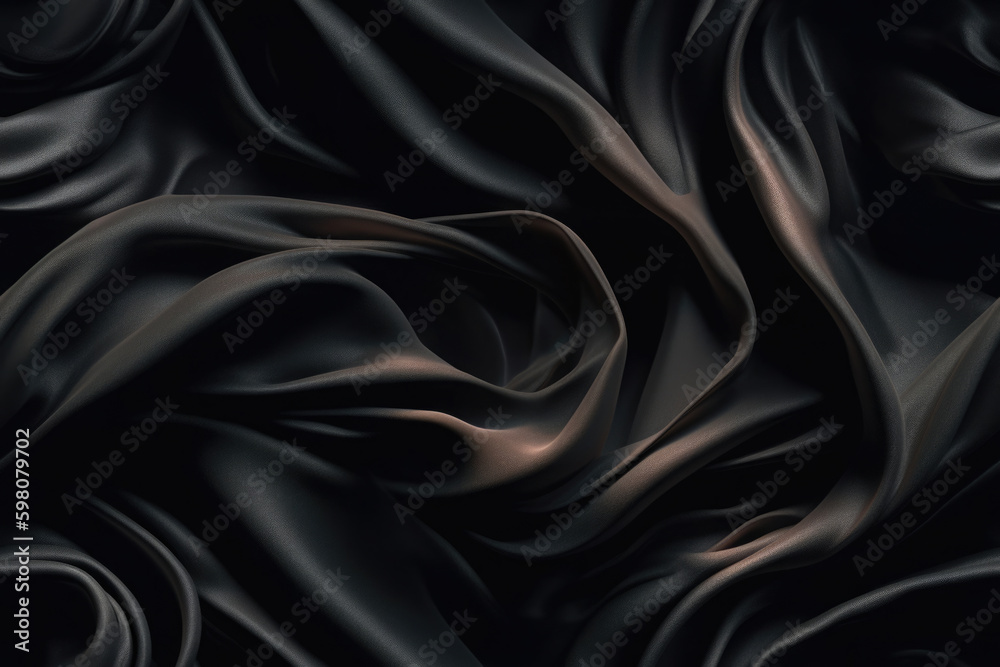 Obraz premium Nahtlos wiederholendes Muster - Schwarzes Seiden Tuch, Stoff, Textilie - Fotografie Stil