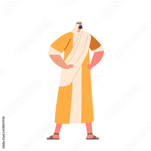 Ancient Israelite Man With Beard Wear Traditional Clothing And Sandals Male Figure Of The Past Portraying Cultural Theme Generative AI