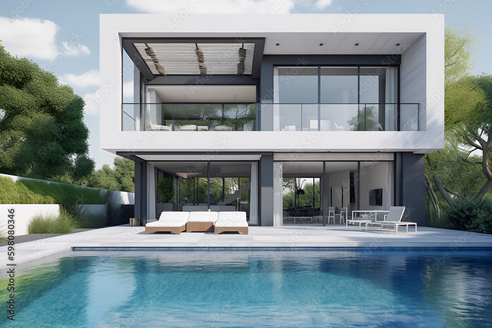 Fototapeta premium morden house or resort with swimming pool