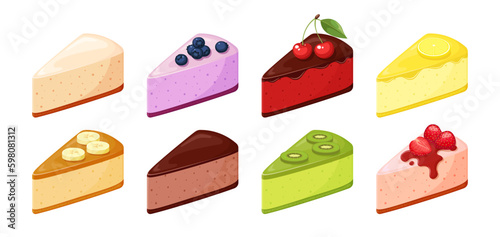 Set of vector cheesecakes isolated on white background
