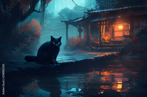 On this night of fright, beware of the black cat's sight!