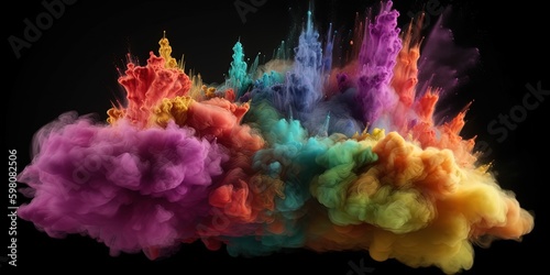 Colorful Burst A Powdery Explosion of Hues, Generative AI