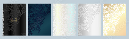 Modern elegant cover design set. Luxury fashionable background with abstract digital grunge pattern in silver, black, gold, blue color. Elite premium vector template for menu, brochure, flyer layout