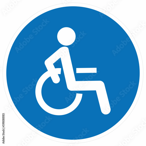 wheelchair path, blue circle frame.eps, disabled signs, road sign boards for disability, vector icon