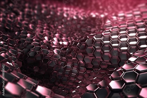 Network connection concept pink honeycomb shiny silver background. Futuristic Abstract Geometric Background Design Made with Generative AI