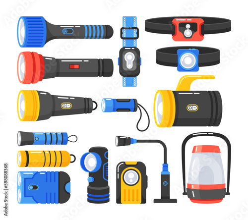 Flashlights With Different Sizes And Designs Features Durable Exterior With Powerful Led Lights And Easy-to-use Controls Generative AI