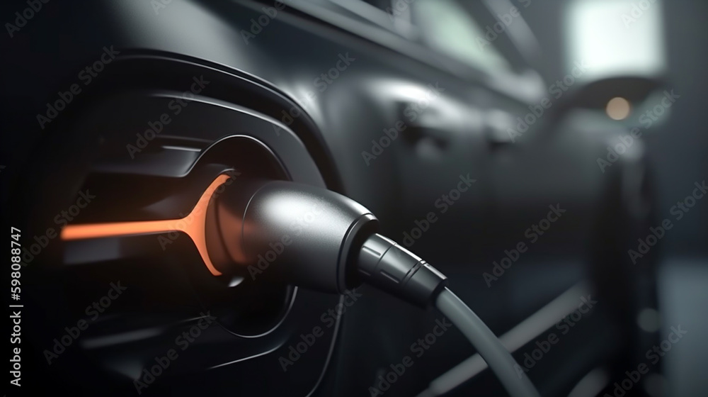 Cars use electric power to charging at the power outlet. cable between
