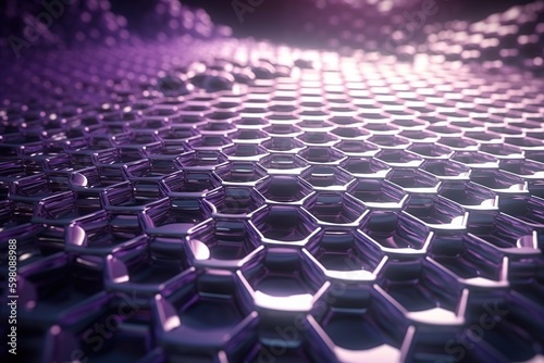 Network connection concept violet honeycomb shiny background. Futuristic Abstract Geometric Background Design Made with Generative Space Illustration AI Scy fi