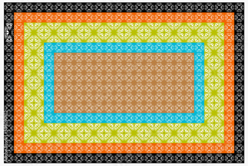 Vintage Arabic pattern. Persian colored carpet. Rich ornament for fabric design, handmade, interior decoration, textiles. Abstract background.