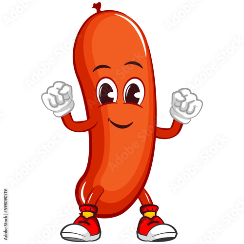 mascot character vector illustration of a healthy and powerful sausage