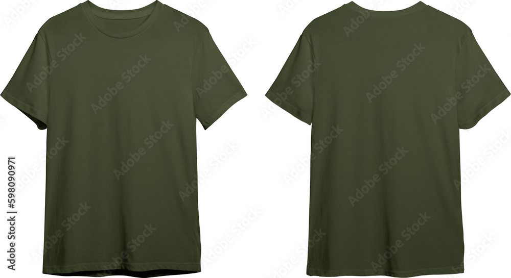 Military green men's classic t-shirt front and back - obrazy, fototapety, plakaty 