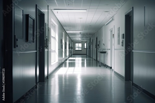 Blurry Hospital Corridor Background Generative AI © Johnathan