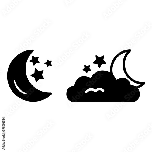 Black moon icons. Sleep icons. Weather Vector Icons