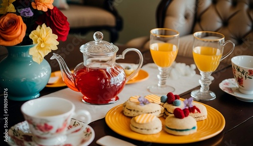 Wallpaper Mural Enjoying a cozy afternoon tea, with sweet treats and hot drinks served on beautiful tableware. Torontodigital.ca