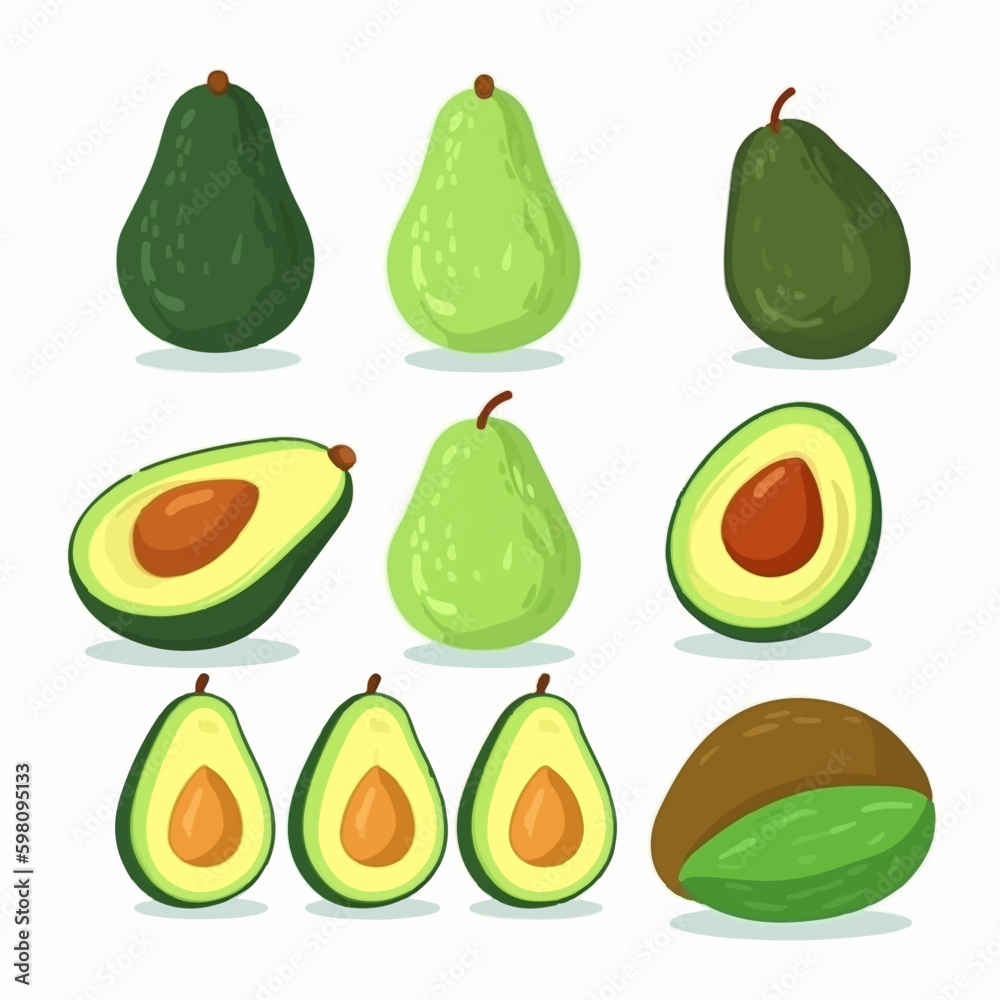 Vector Avocado illustrations with a modern twist Vector Avocado illustrations with a modern twist