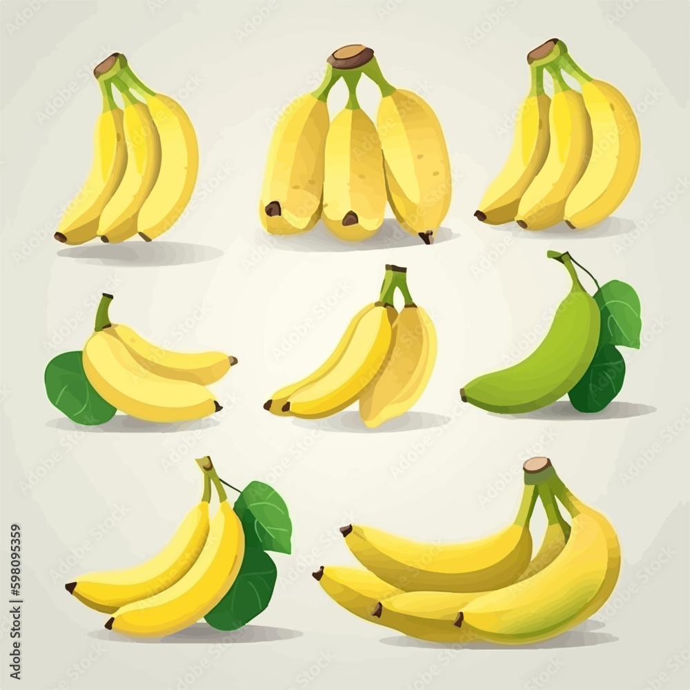 Set of banana vector frames in different shapes.
