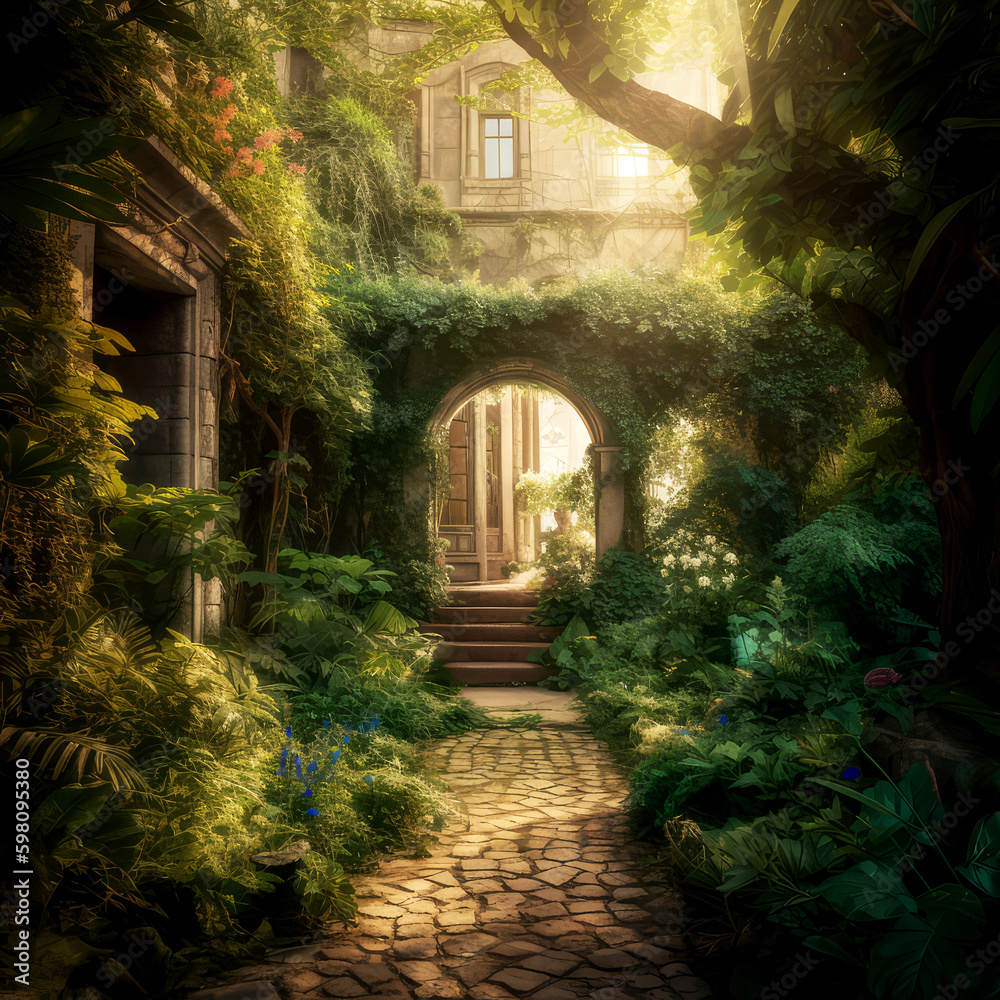 The Secret Garden: Imagine a hidden garden in the middle of a bustling city, ai The Secret Garden: Imagine a hidden garden in the middle of a bustling city, ai
