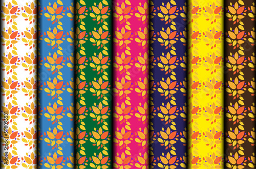 Free vector colorful flowers and leaves pattern design.