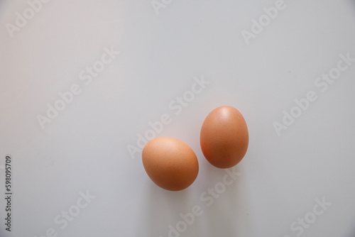 Oeufs sur fond blanc avec une ombre