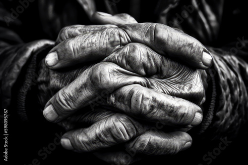  a persons hands detailed texture close-up, ai