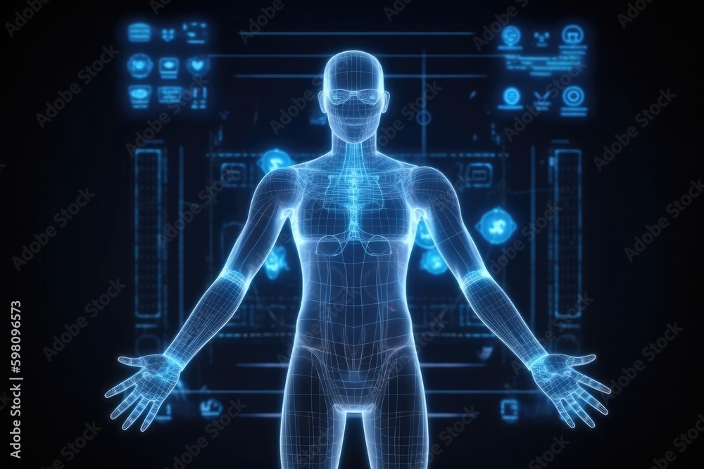 Blue Hospital Virtual Reality Technology Backdrop Generative AI Blue Hospital Virtual Reality Technology Backdrop Generative AI