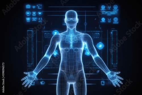 Blue Hospital Virtual Reality Technology Backdrop Generative AI