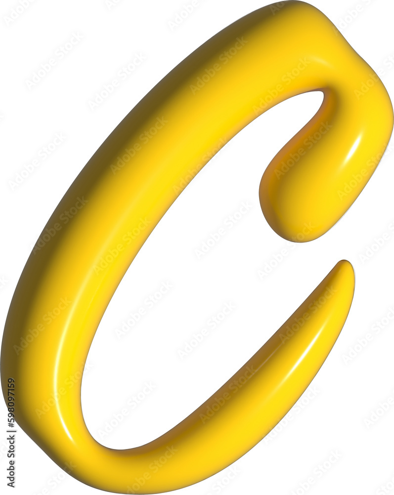 Yellow Inflate 3D Alphabetical Letter C Yellow Inflate 3D Alphabetical Letter C