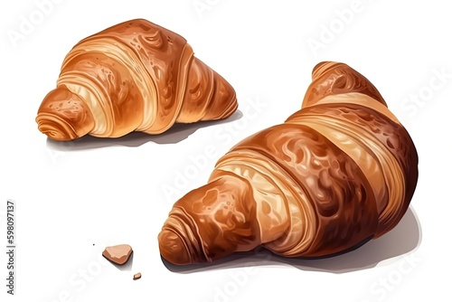 3d croissant on white background 3d render illustration