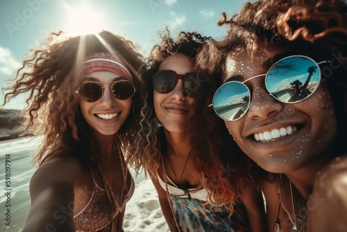 friends selfie on the beach