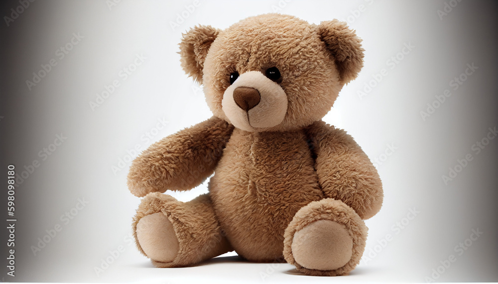 Obraz premium Toy teddy isolated on white background. Teddy soft toy for kids Ai generated image