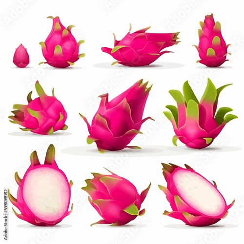 A pack of dragon fruit vector illustrations with a modern and playful style.