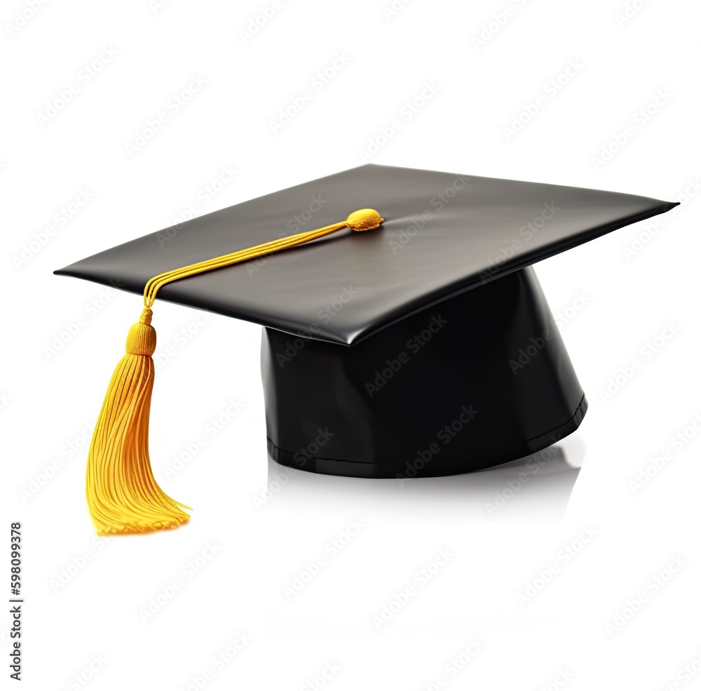 Graduation cap with gold tassel isolated on white background. created ...