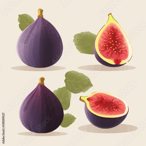 Vector illustration of a fig with a bite taken out of it.
