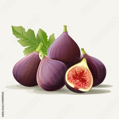 Vector image of a fig with a cutout revealing the seeds.