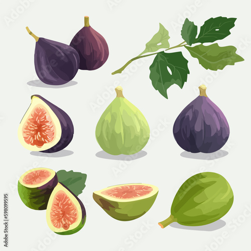 Vector illustration of a fig with a wooden texture.