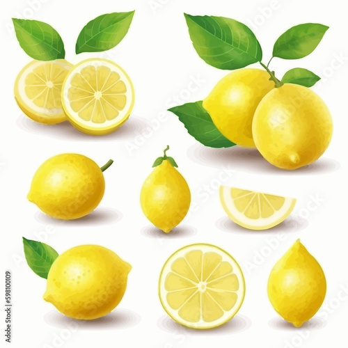 A set of lemon illustrations with a retro vibe