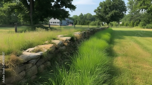 A neat swath of buffalo grass edging a side of the property. AI generated photo