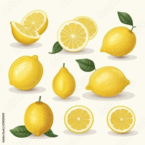Lemon illustrations with a vintage postcard look
