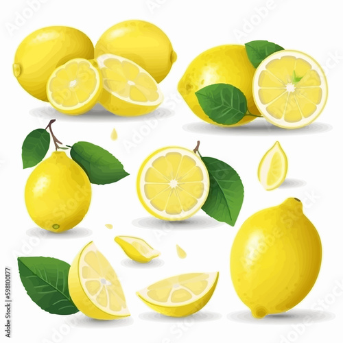 A collection of lemon illustrations in a kitchen theme