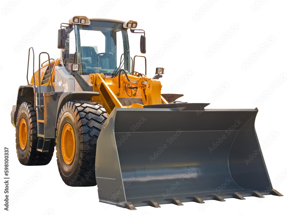 Wheel front loader, front view - obrazy, fototapety, plakaty 
