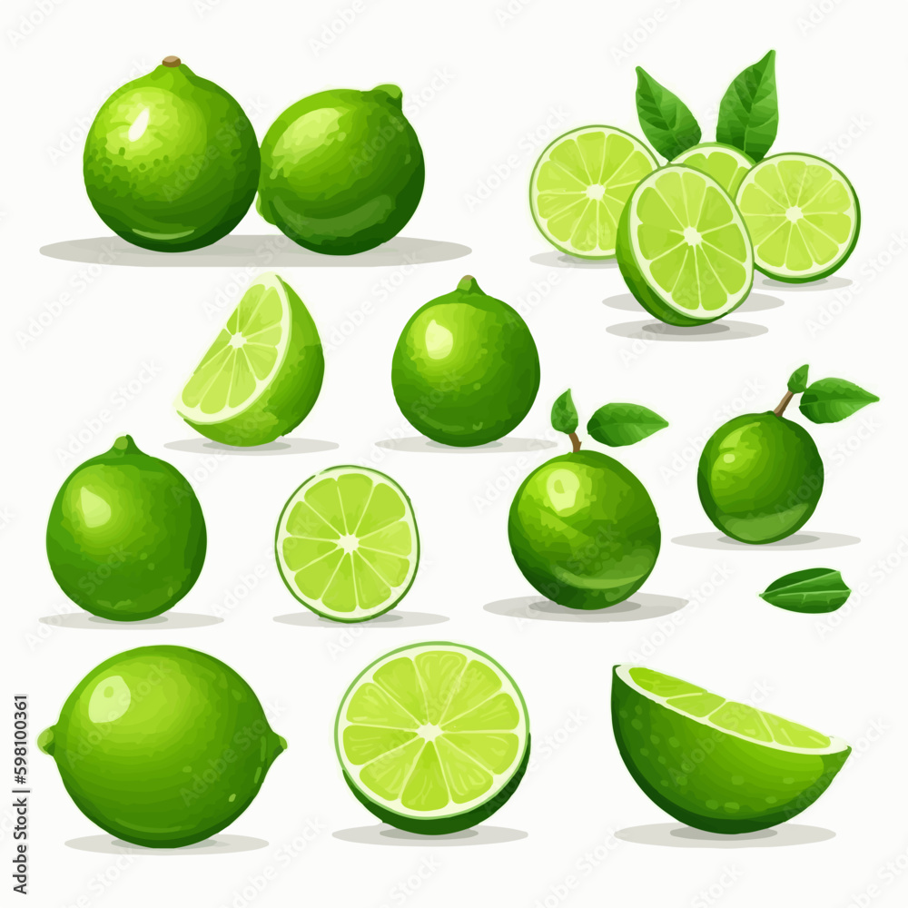 Set of lime stickers in vector format for your next project